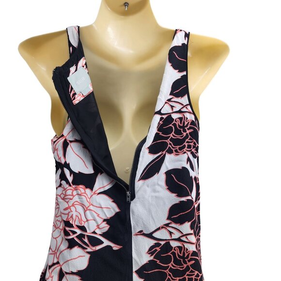 Anthropologie Maeve Photoflora Black Pink Drop Waist Dress Floral Pockets Size 4 - Picture 6 of 13